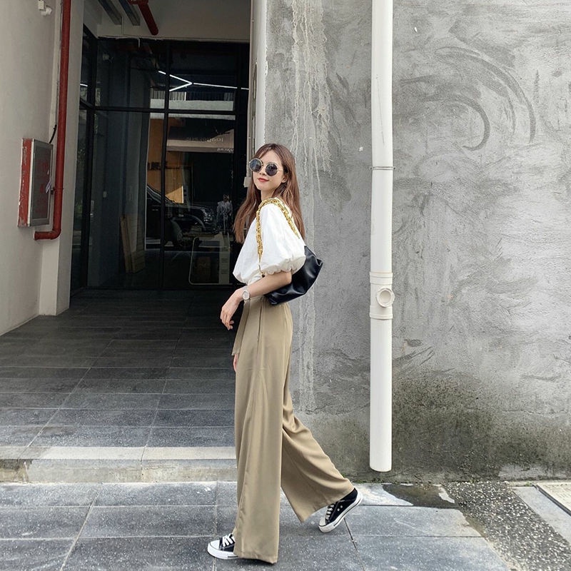 Quần ống rộng Lưng Cao Thời Trang Mùa Thu Mới Cho Nữ 2021