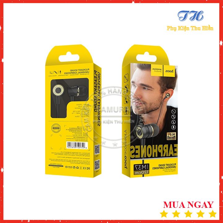 Tai Nghe Nhựa TPE Jack 3.5MM Có Mic Hoco M37 - Dài 1.2M
