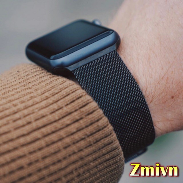 [Tặng dán PPF] Dây đeo Milanese Loop Đen Apple watch 38/40/42/44mm