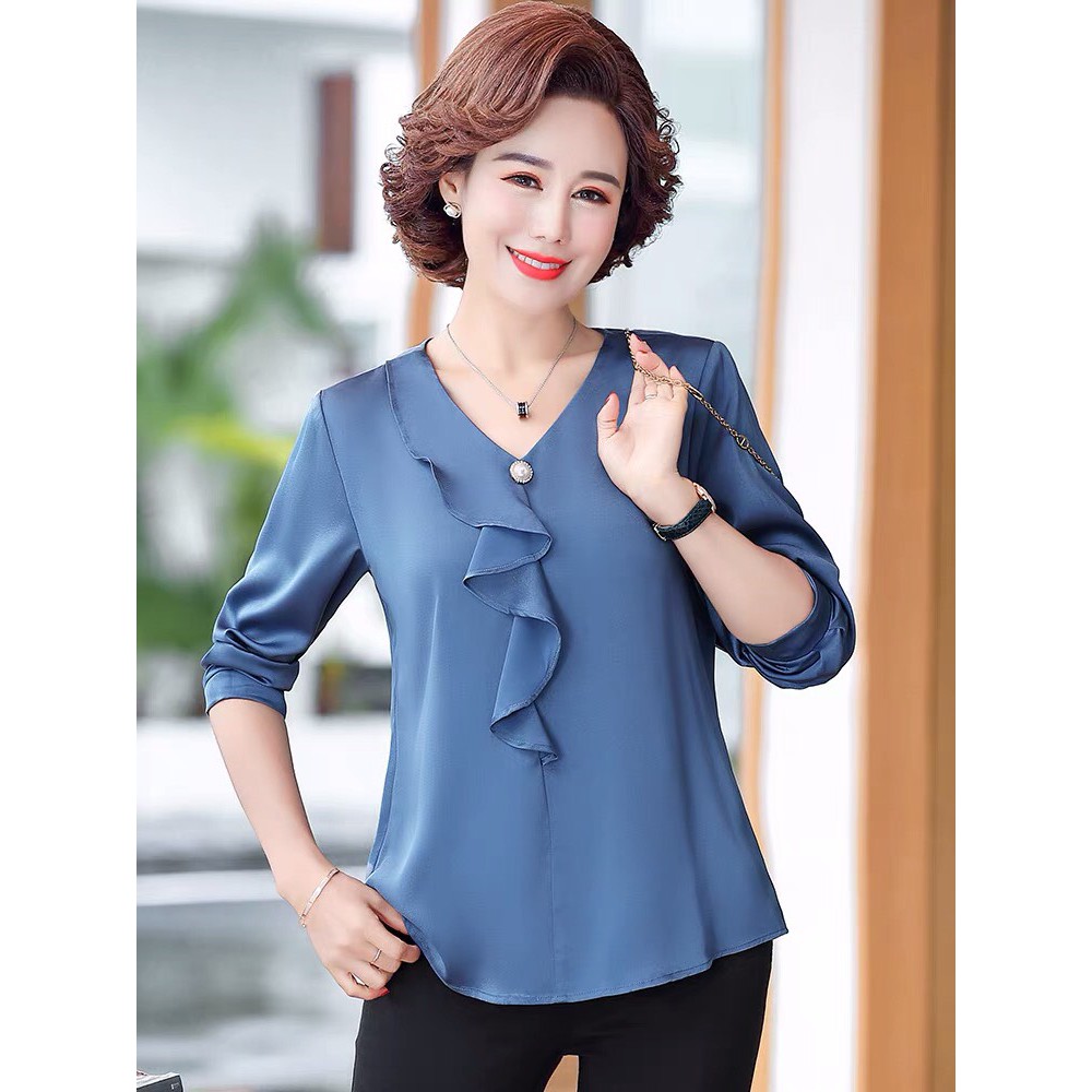 Áo trung niên nữ sang trọng - kiểu dáng suông đẹp hiện đại chất liệu mát mặc dễ chịu thoải mái