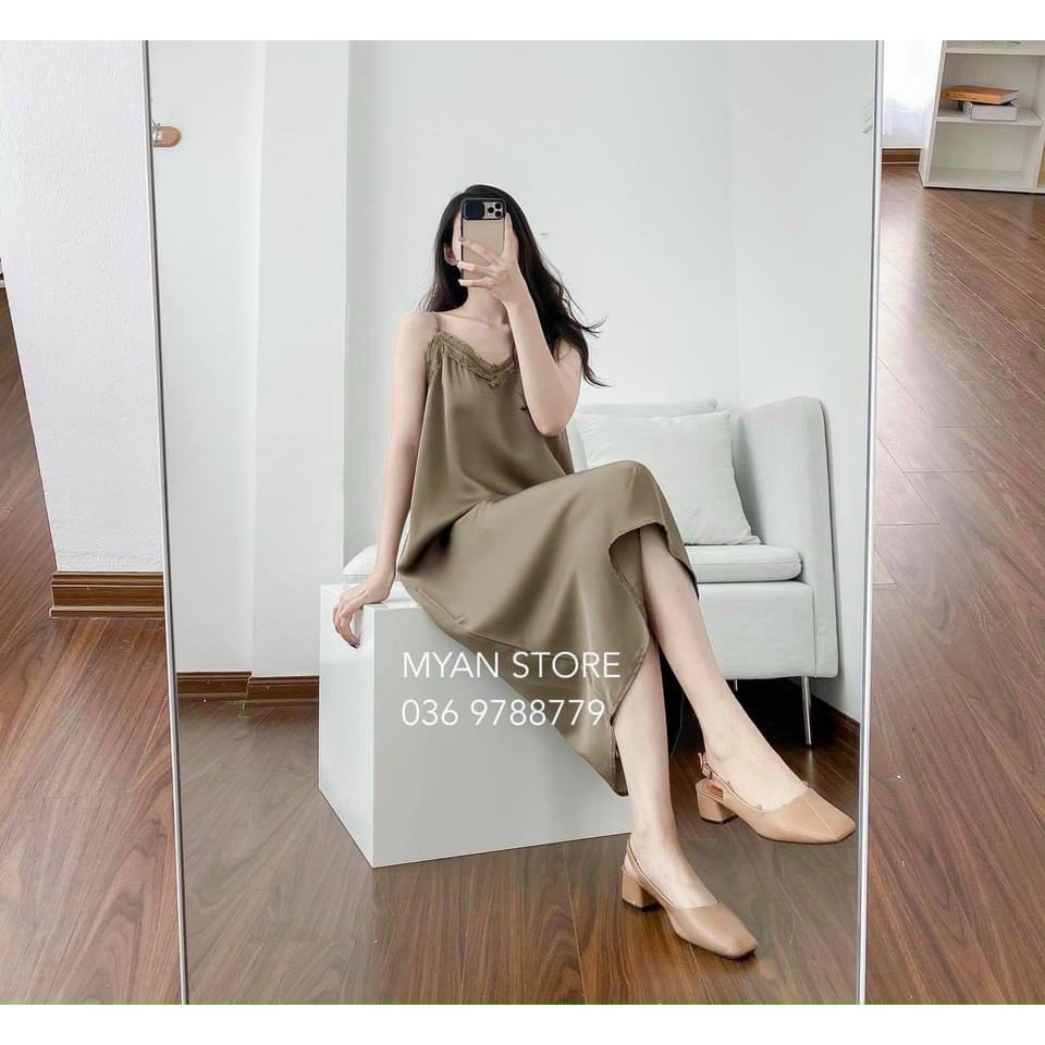 Váy lụa 2 dây phối ren siu hot | BigBuy360 - bigbuy360.vn