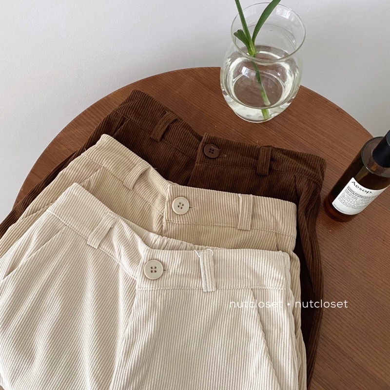 Quần nhung ống suông cạp chun sau_Q0145