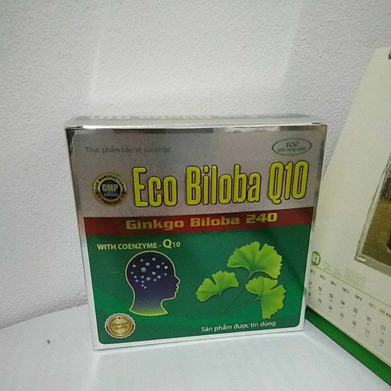 Eco Biloba Q10 - Hỗ trợ hoạt huyết, tăng cường lưu thông máu não, giảm biểu hiện thiểu năng tuần hoàn não,chóng mặt.