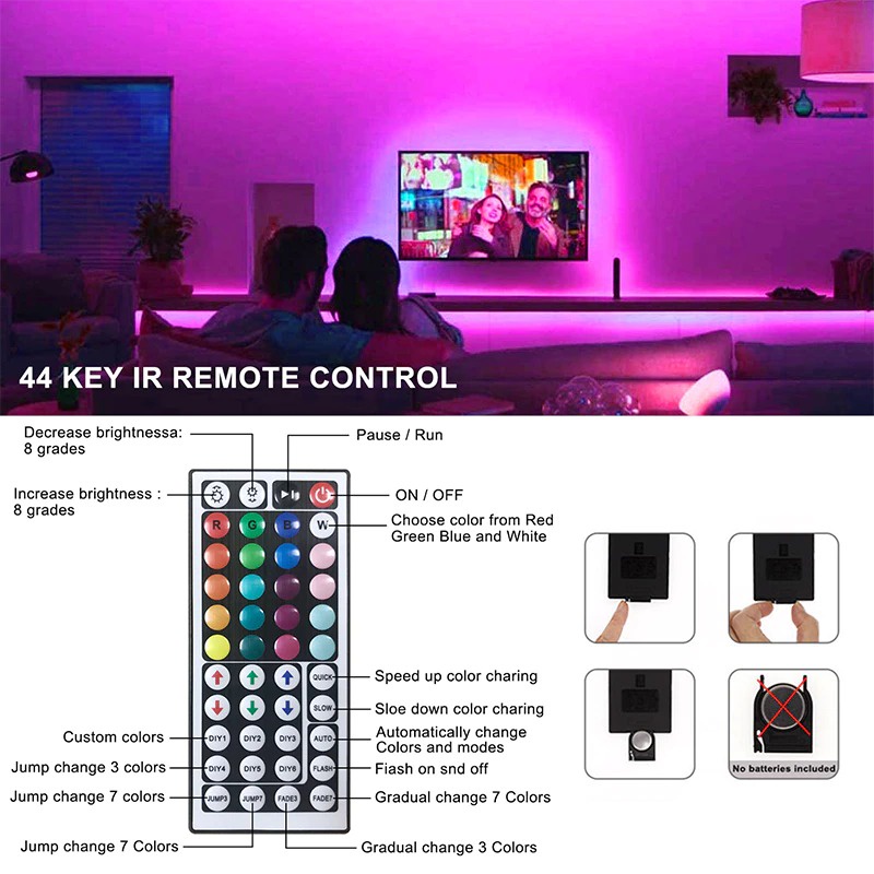 Đèn Led 5/10m Led Nháy Theo Nhạc Cảm Âm 2 Chế Độ Dùng App Bluetooth Và