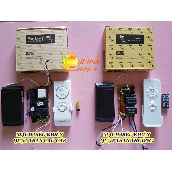 Bộ điều khiển quạt trần 5 cánh có đèn dùng sóng RF