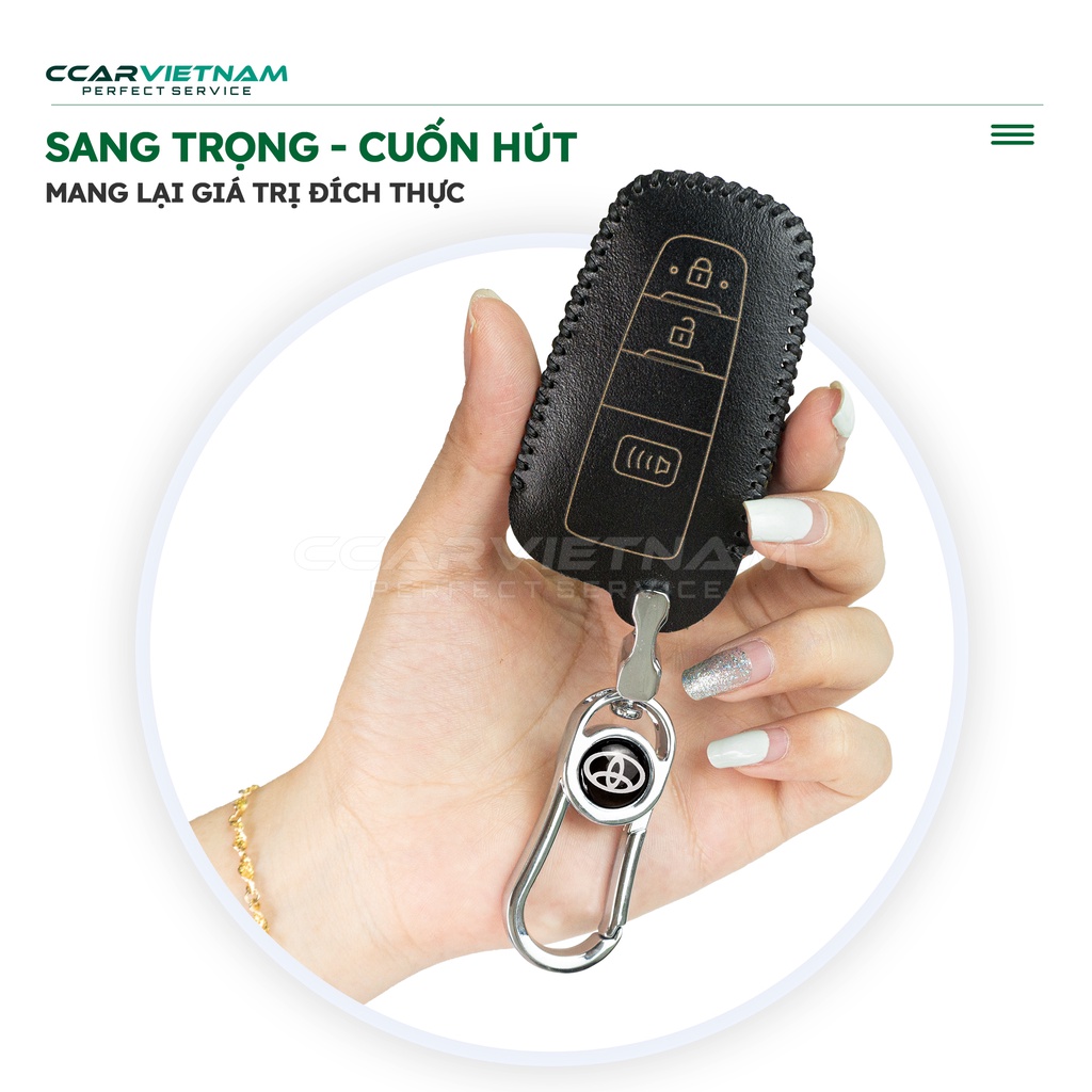 Bao da chìa khóa ô tô Toyota Cross (3 nút) - Thiết kế Sang trọng Lịch lãm chất liệu Da bò