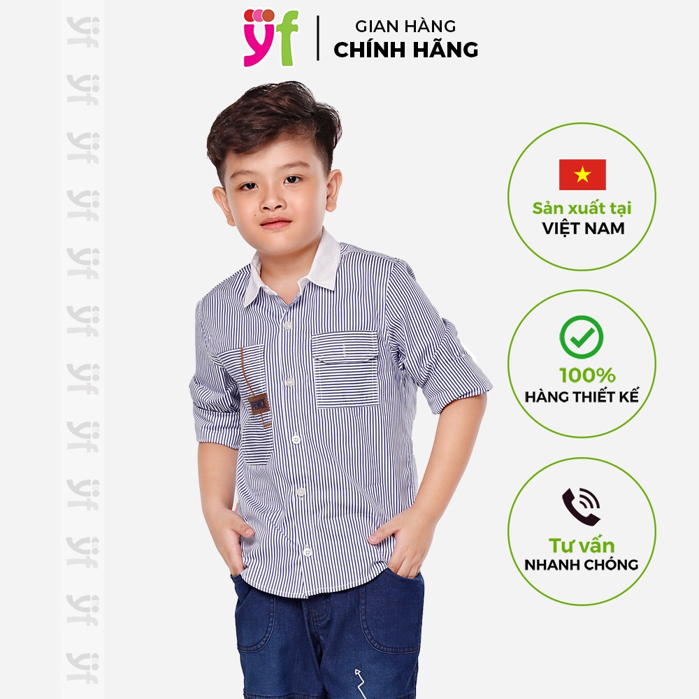 Áo Sơ Mi Bé Trai Sọc Tay Dài Phối Túi YF 8AY540