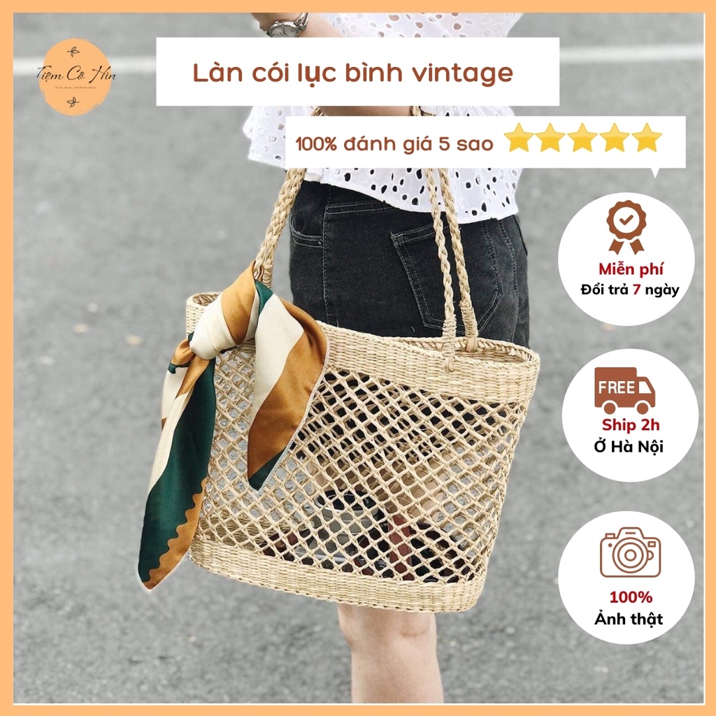 Túi cói lục bình vintage Tiệm Cô Hìn túi xách tay cực xinh sale cực rẻ ship 1h lỗi 1 đổi 1