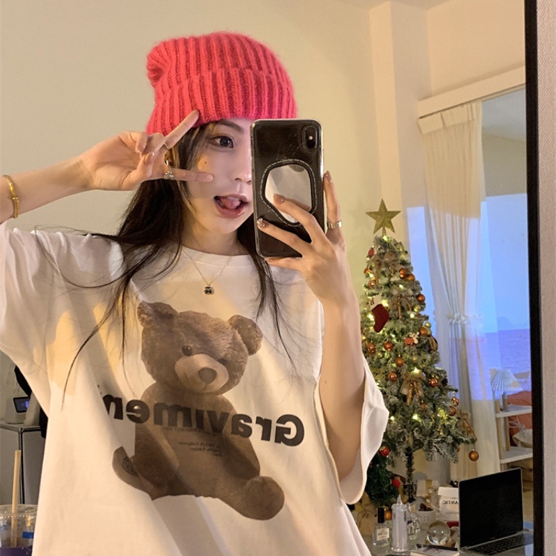 NRVP Áo Thun Nữ Ngắn Tay In Chữ Phong Cách Hàn Quốc