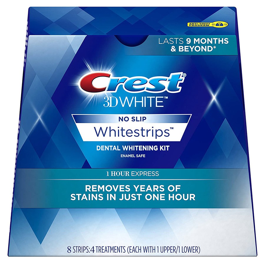 [Fullbox 4 gói] Miếng dán trắng răng Crest 3D White Whitestrips 1 Hour Express