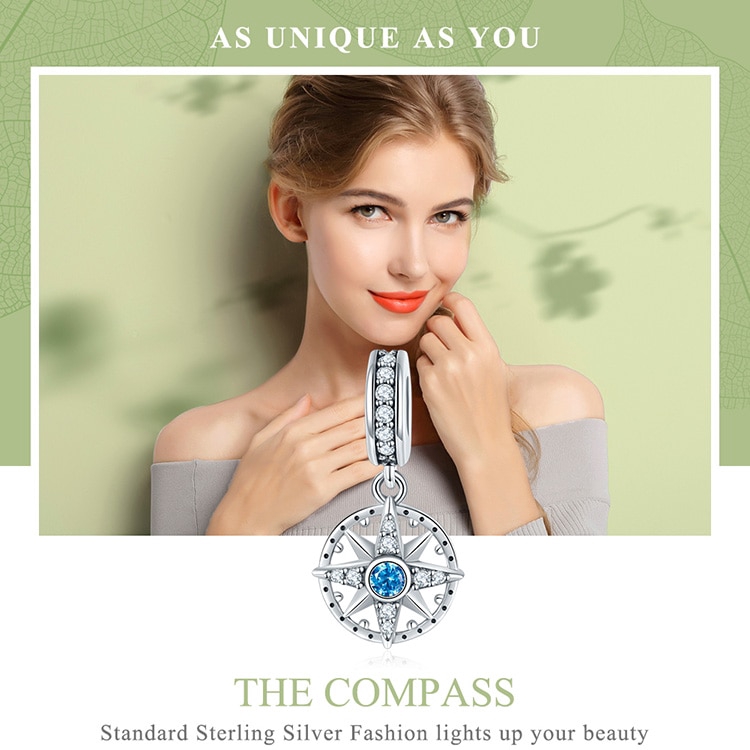 Mặt phụ kiện hiệu Bamoer scc847 chất liệu bạc 925 s trang trí hình hải lý đính đá dùng để làm trang sức DIY