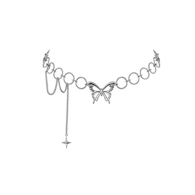 Vòng Cổ Choker Kim Loại Hình Bướm Phong Cách Hip Hop Cá Tính Thời Trang