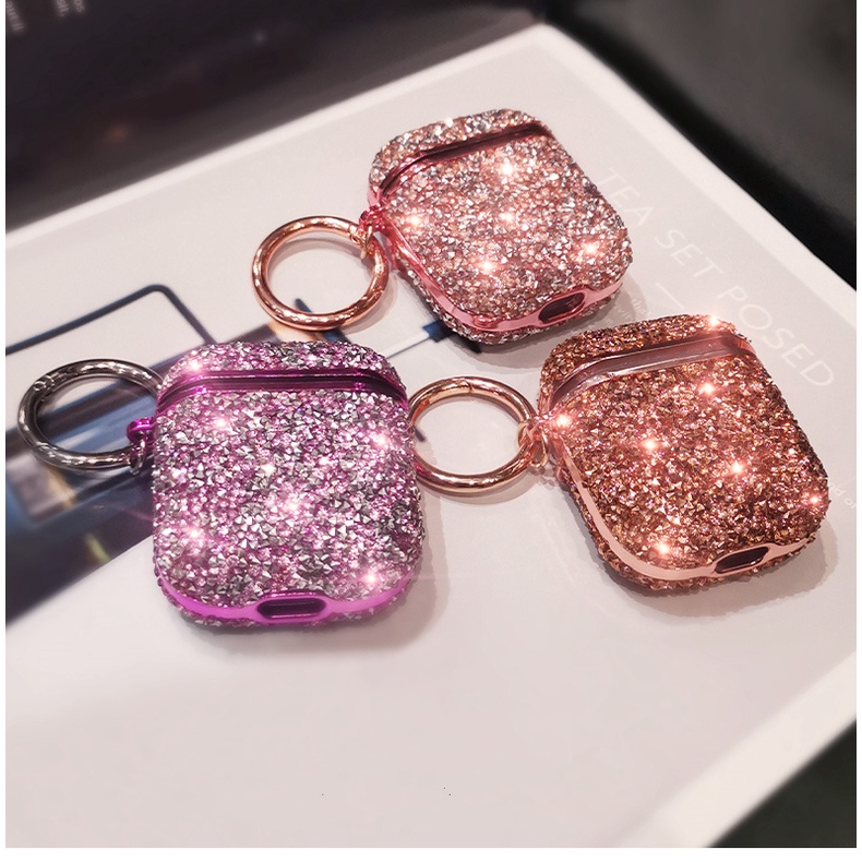 Vỏ Bảo Vệ Hộp Sạc Tai Nghe Airpods 1 2 3 PRO Đính Đá Pha Lê Dễ Thương Độc Đáo Ốp