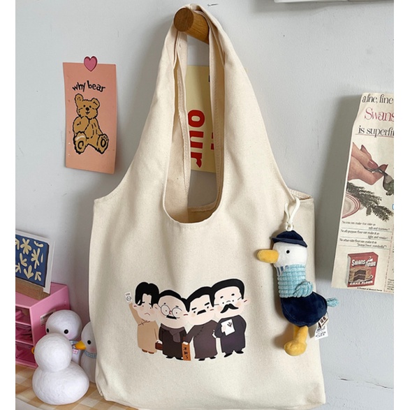 Túi tote canvas đeo chéo giá rẻ trơn vải mềm đi học TX792