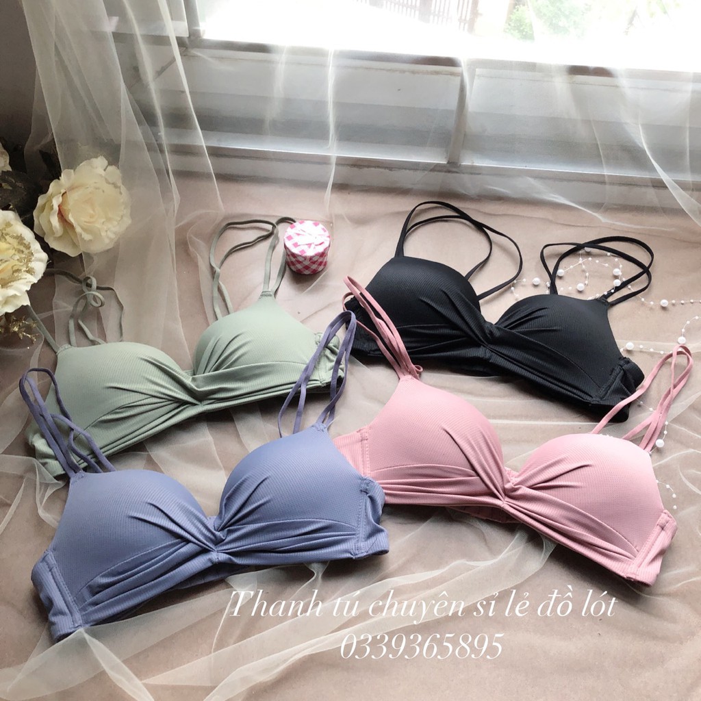 Bộ đồ lót nữ Xoắn Nơ Xinh có mút nâng nhẹ Thông Hơi | BigBuy360 - bigbuy360.vn