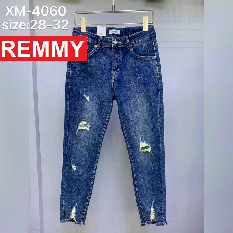 QUẦN JEAN NAM XANH RÁCH CHẤT BÒ GẤU QUẦN XẾP LI CAO CẤP VS4060 REMMYSHOP