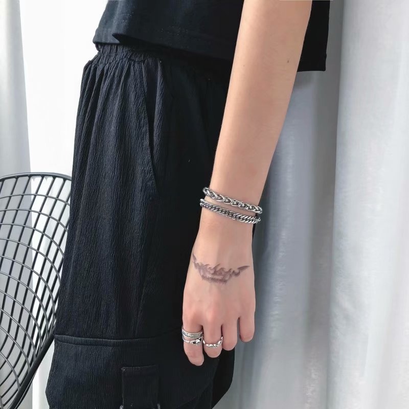 Vòng tay dây xích bằng thép titan dày phong cách hiphop đơn giản cho nam và nữ
