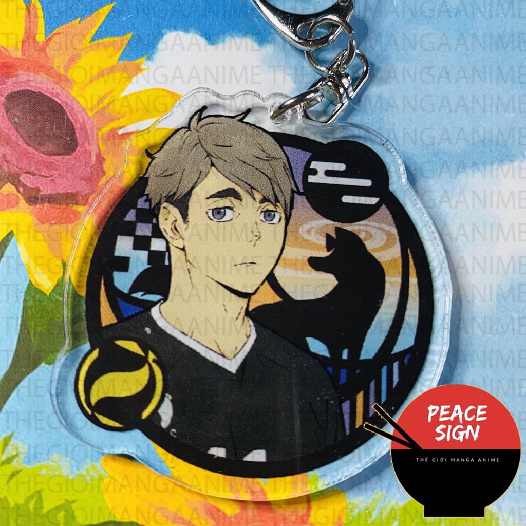 ( Mica trong acrylic ) Móc khóa HAIKYUU!! Vua Bóng Chuyền ver HÌNH TRÒN anime chibi