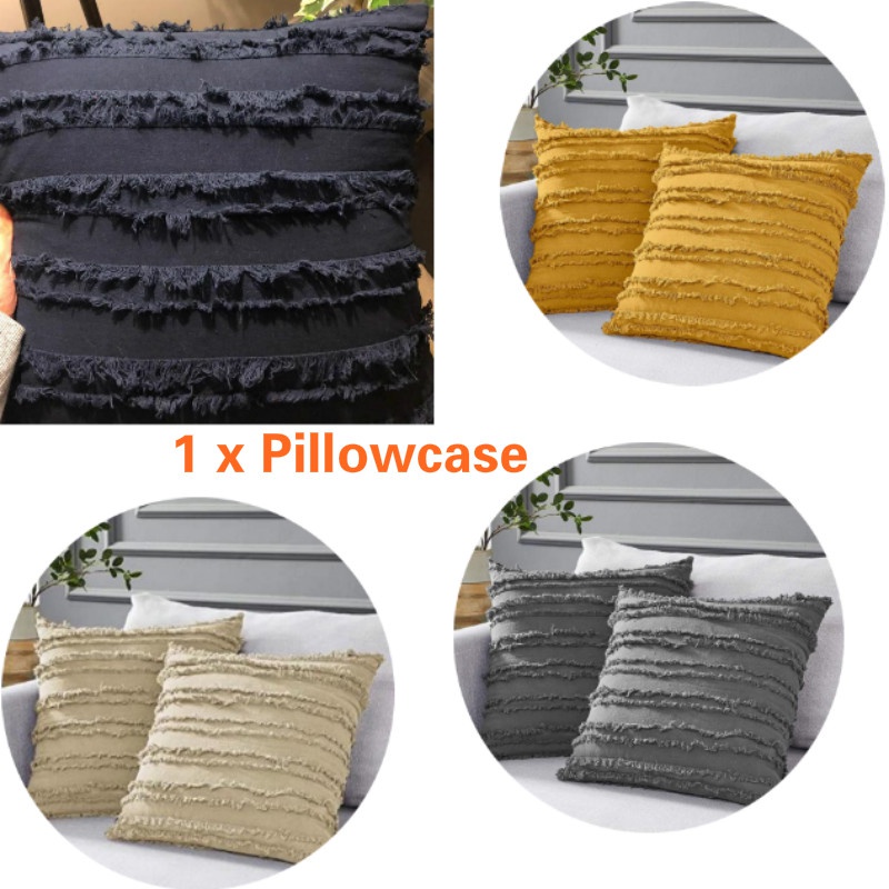 Vỏ Áo Gối Sofa Trang Trí Tua Rua Màu Trơn