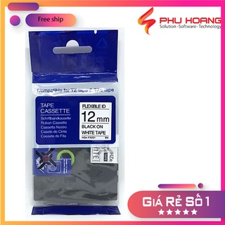 Băng nhãn Brother Nhãn in Hze-FX231 , 12mm*8m, chữ đen nền trắng, Black on White, siêu dẻo