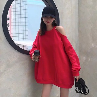 [ HÀNG SẴN ] Áo sweater khoét vai đỏ