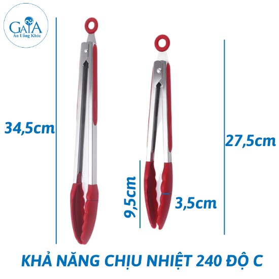 [CÓ HỘP] Set 2 Kẹp Gắp Thức Ăn Cao Cấp Bằng Inox Đầu Silicon