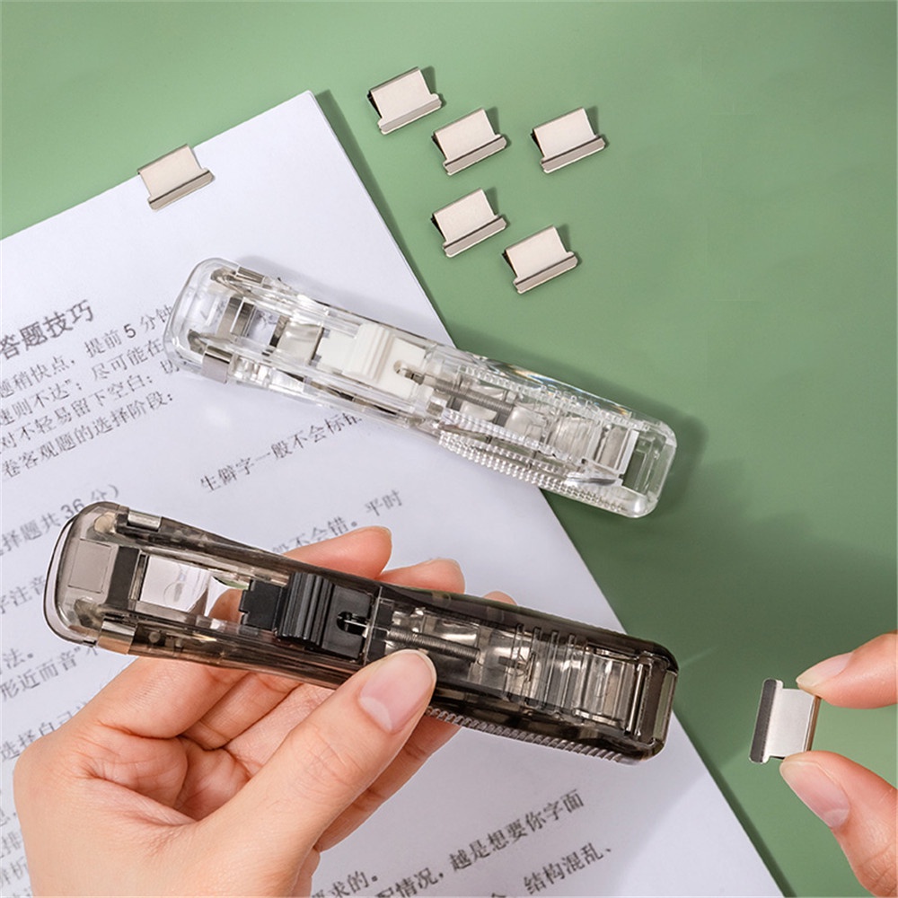 Dụng Cụ Bấm Ghim Giấy Cầm Tay Kèm 50 Kẹp Kim Loại Tiện Dụng