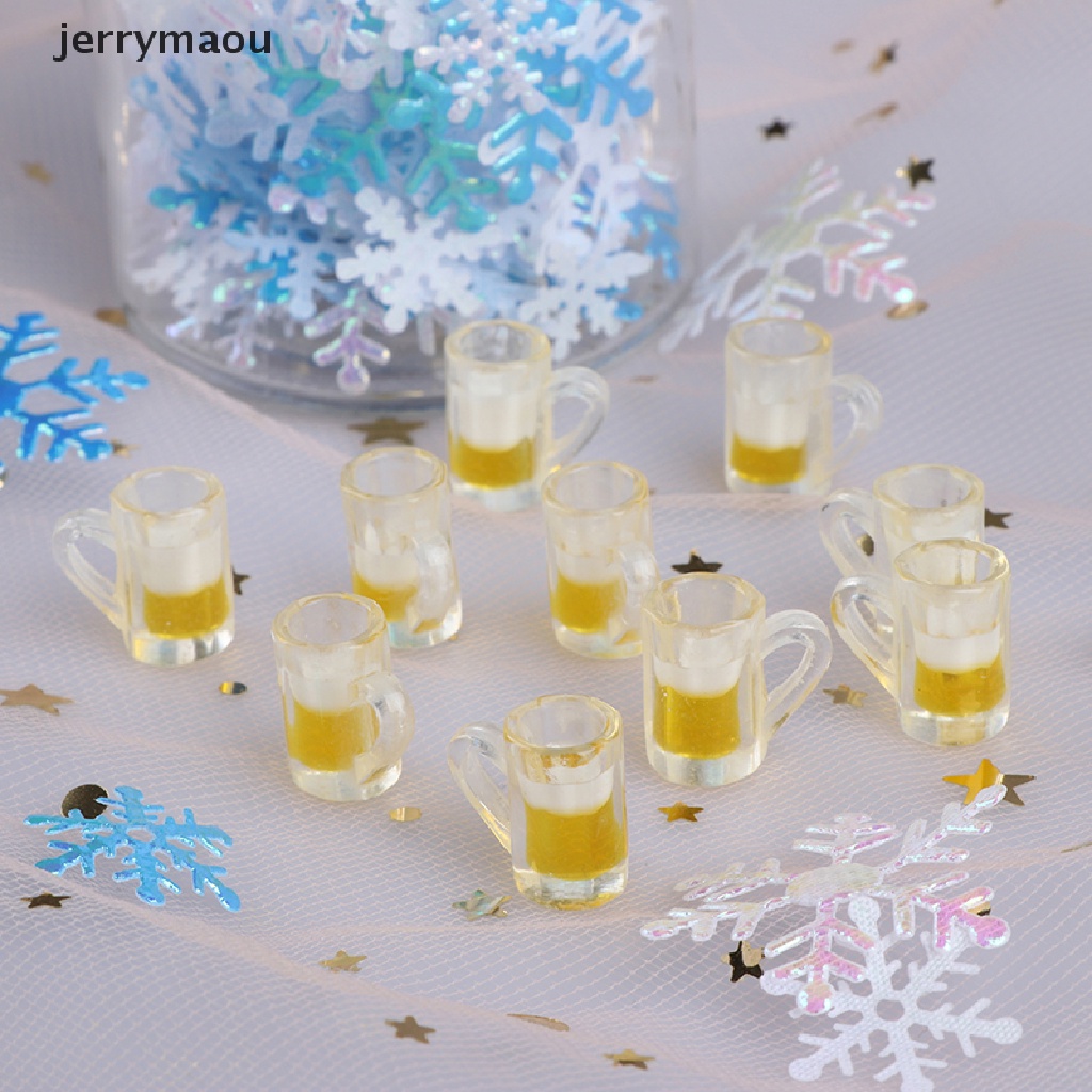 Set 10 Cốc Thủy Tinh Uống Bia / Thức Ăn Mini Tỉ Lệ 1: 12 Dùng Trang Trí Nhà Búp Bê