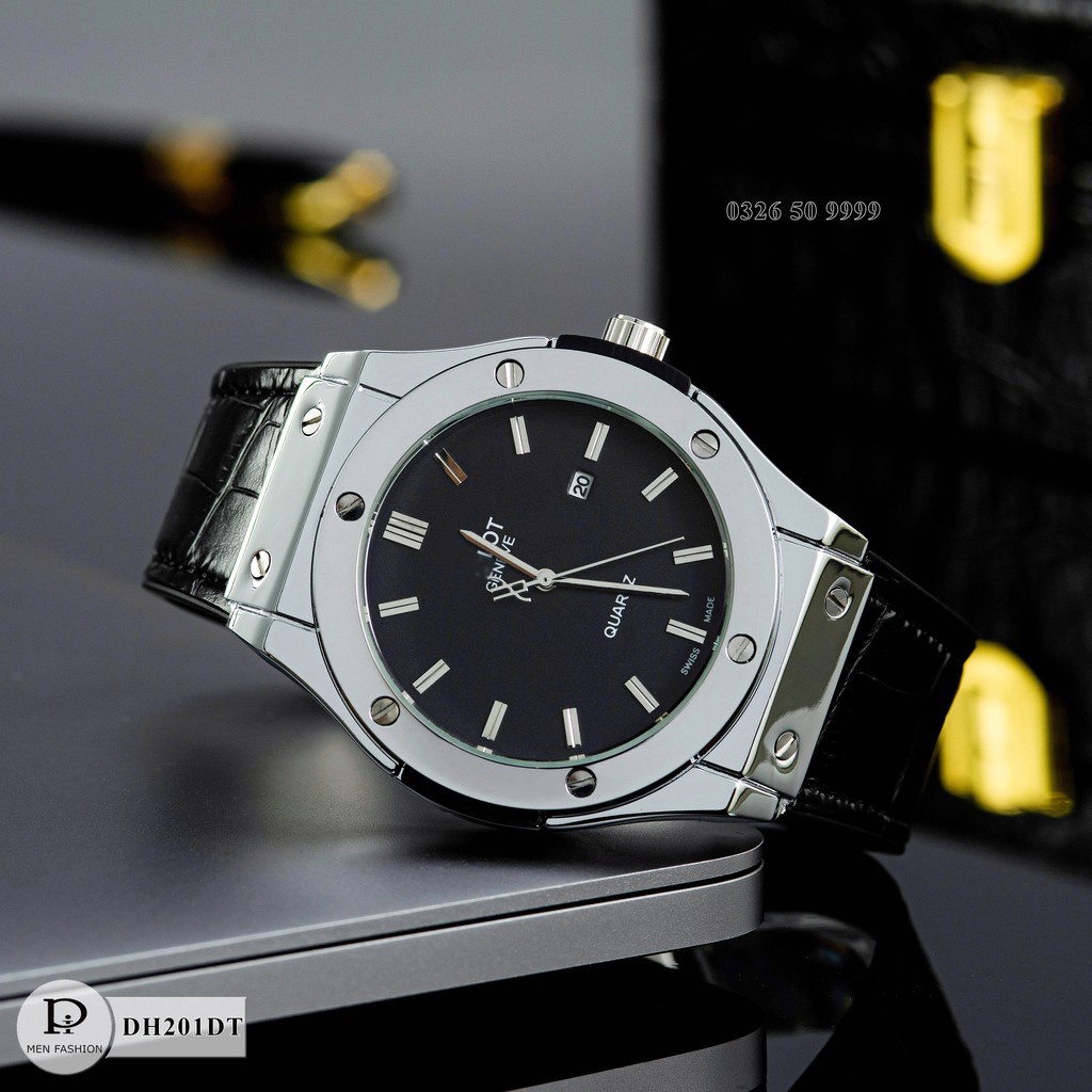 (Hubot.viền trơn)  [Hàng đẹp] Đồng hồ nam Hubot - Bản classic máy pin - Fullbox tặng vòng tay - Bảo hành 12 tháng