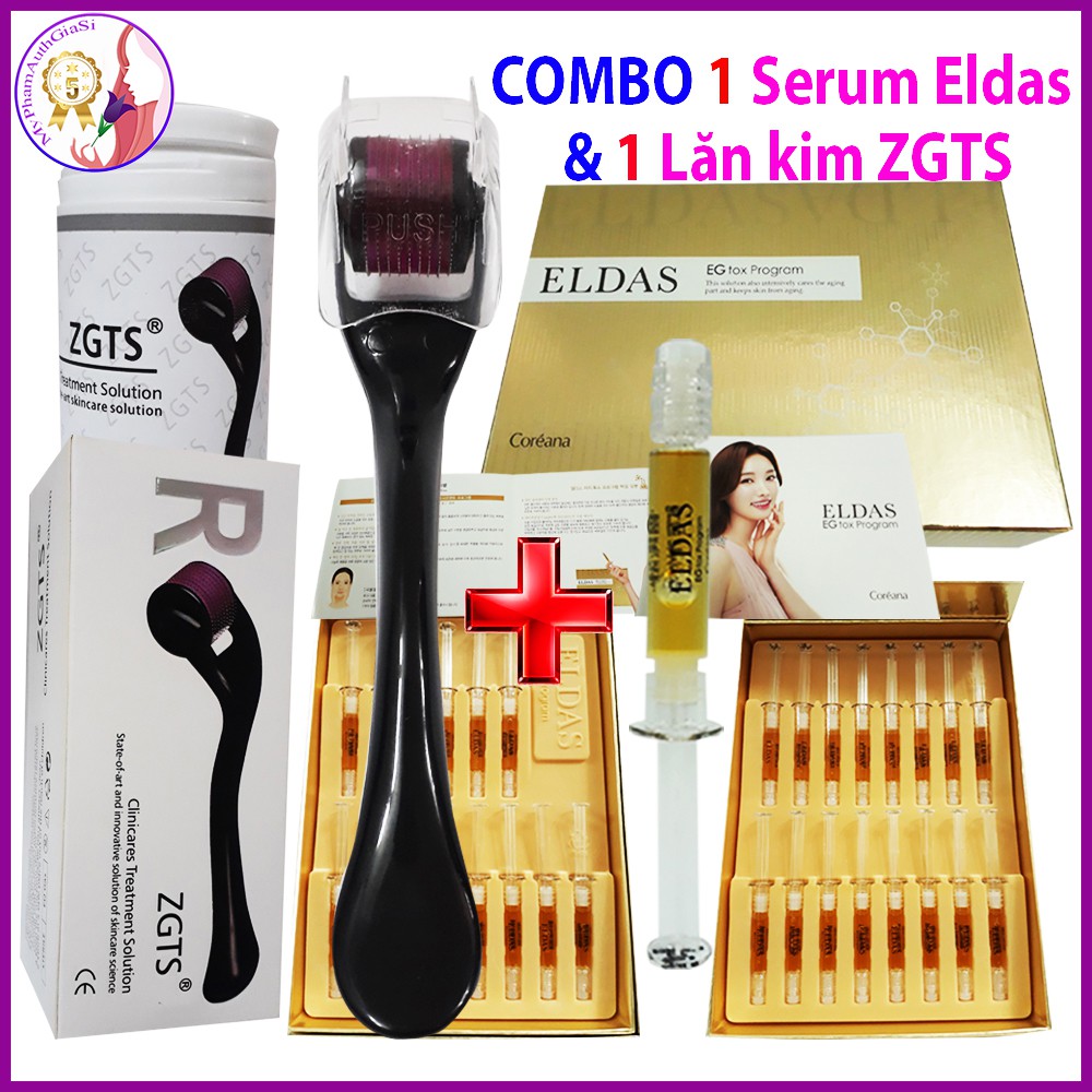 Combo serum tế bào gốc eldas và cây lăn kim tay zgts