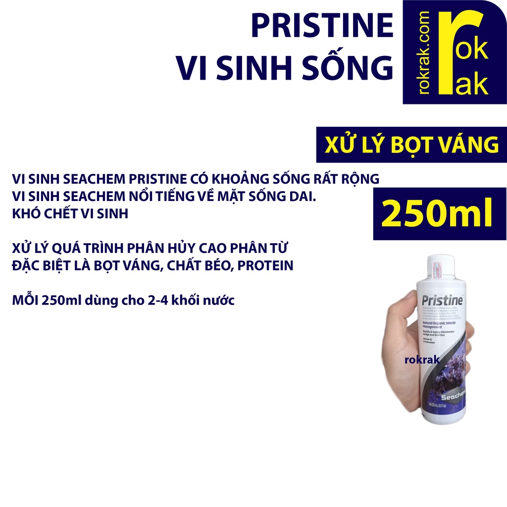 PRISTINE Seachem 325 250ml  vi sinh hồ cá vi sinh tươi xử lý bọt váng hữu cơ