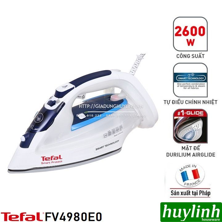 [Mã ELHAMS5 giảm 6% đơn 300K] Bàn là - ủi hơi nước Tefal FV4980E0 - 2600W - Made in Pháp