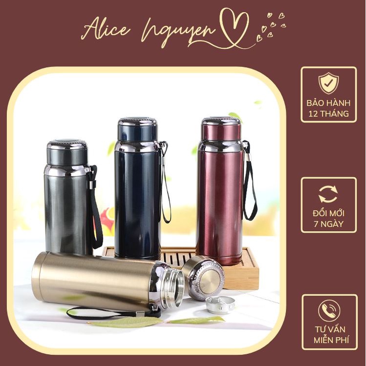 Ly giữ nhiệt Bình Giữ Nhiệt Inox 316 Cao Cấp Có Nắp Lọc Trà Nóng Lạnh 1000ml