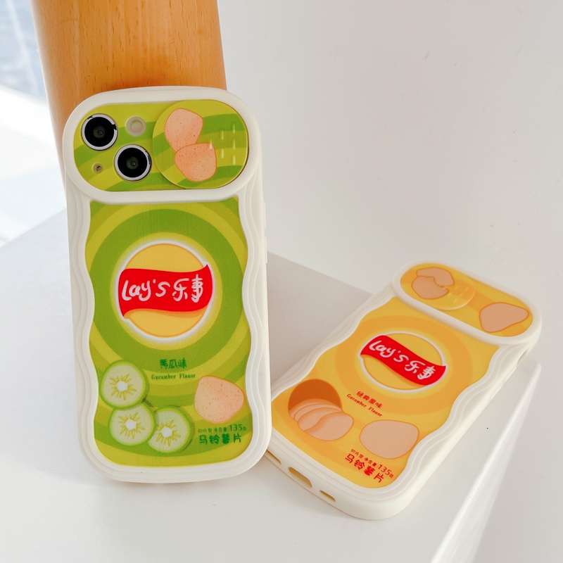 Ốp Điện Thoại Silicon Có Nắp Trượt Hình Khoai Tây Chiên Cho iPhone 12 13 11 PRO MAX XR 11 12 PRO 13 PRO MAX 14 14 PRO