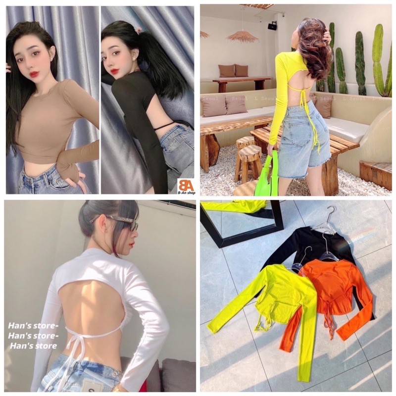 áo croptop tay dài khoe lưng