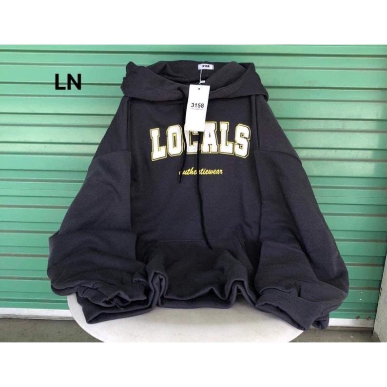 Áo Hoodie Dáng Rộng Nam Nữ Nỉ Lót Bông Dày Dặn LOCALS