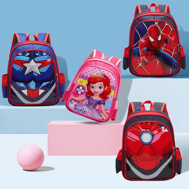 SUGE Ba Lô Đi Học Họa Tiết Spiderman Ultraman Aisha princess Dành Cho Các Bé Mẫu Giáo