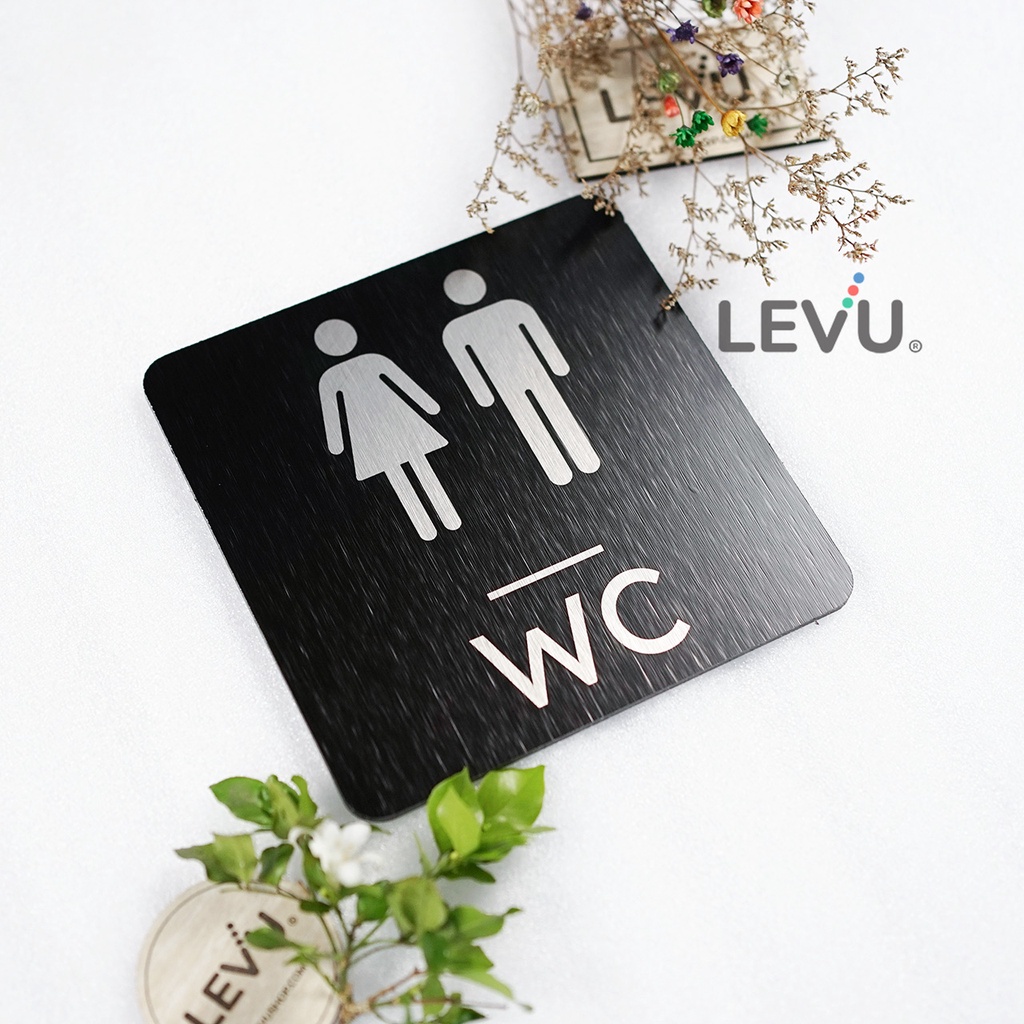 Bảng WC bằng nhôm alu đen xước cao cấp LEVU-ALU17 trang trí nhà vệ sinh