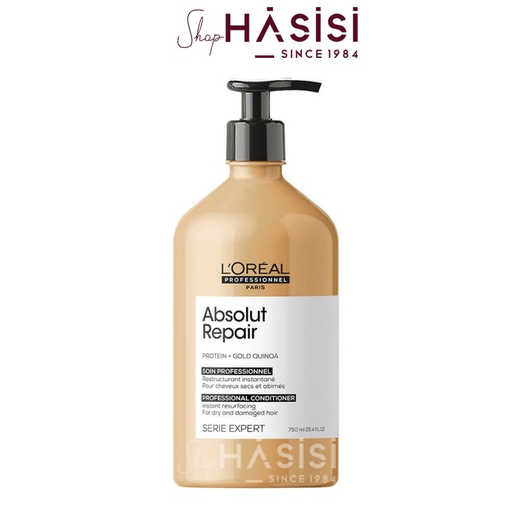 Dầu Xả Phục Hồi Hư Tổn L'OREAL SERIE EXPERT GOLD QUINOA + PROTEIN ABSOLUT REPAIR CONDITIONER 750ml ( Mẫu mới )