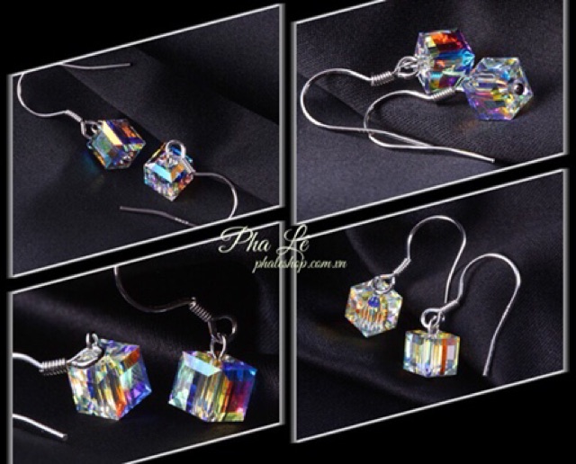 Bông Tai Pha Lê Vuông Được Thiết Kế Từ Pha Lê Swarovski
