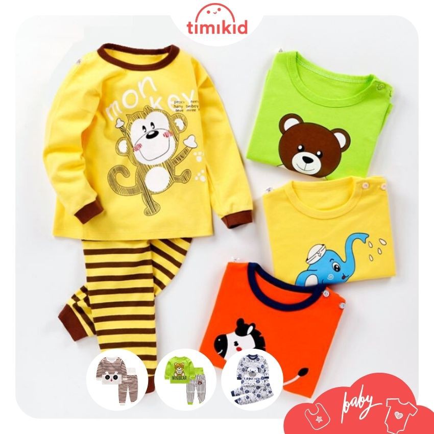 Bộ quần áo bé trai dài tay - Bộ thun thu đông cho bé - Timikid Store