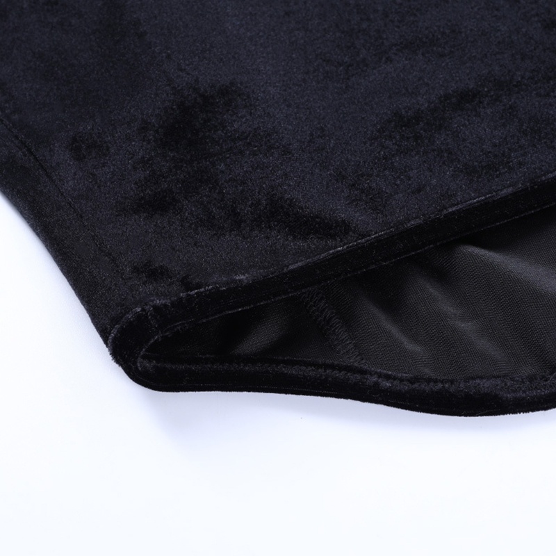 Áo croptop tay loe dài cổ vuông phối ren và nơ phong cách gothic quyến rũ cho nữ