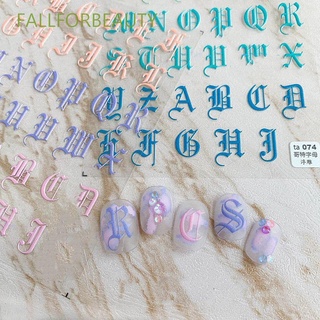 Miếng Dán Móng Tay 5D Siêu Mỏng In Chữ Cái Phong Cách Gothic Cổ Điển