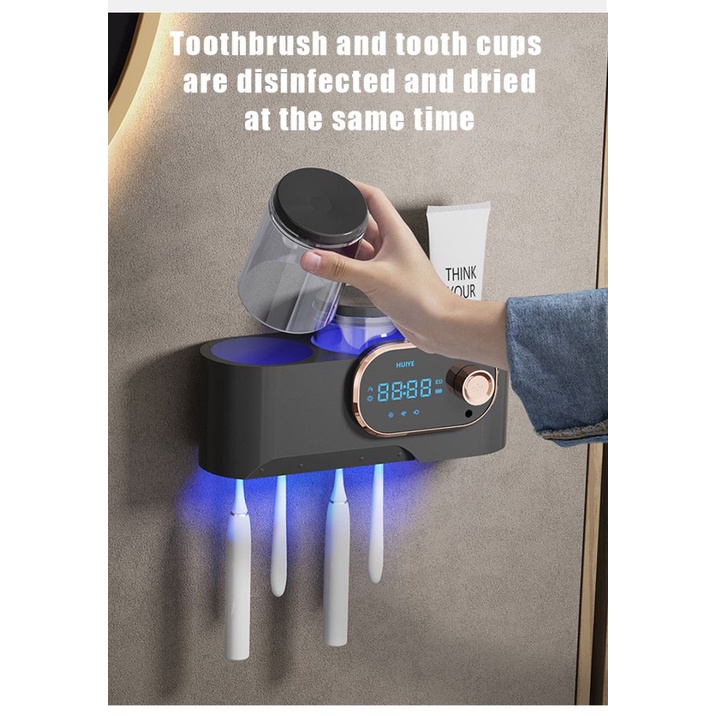 UV Giá Treo Bàn Chải Đánh Răng Bàn Chải Đánh Răng Máy Tiệt Trùng Dụng Cụ Nhả Kem Đánh Răng Thông Minh Vắt Xả Tự Động Gắn Tường Sấy Giá Treo Bàn Chải Đánh Răng Cyn