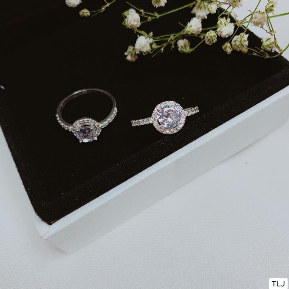 Nhẫn nữ đính đá tròn cao cấp chuẩn bạc ta sáng đẹp [ JQN- Cam kết bạc chuẩn, chất lượng, giá xưởng ]