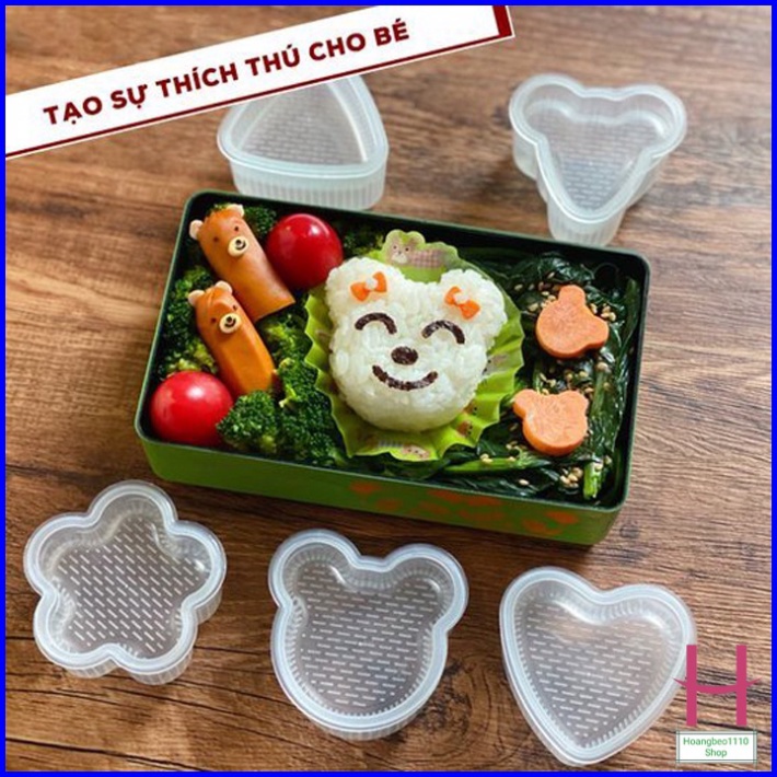 Bộ 7 Khuôn ép cơm tạo hình, làm cơm nắm, làm bánh cho bé - bằng nhựa trong suốt siêu đẹp