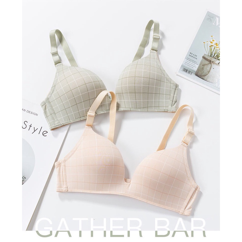 Áo Ngực Kẻ Caro Không Gọng Đệm Mỏng  Mềm Mát Vô Cùng Thoải Mái YiOn Underwear AM08