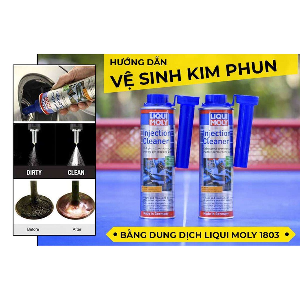 Phụ gia súc béc xăng  Liqui Moly làm sạch hệ thống phun xăng và béc măng, chống bám khói trong xilanh, đỉnh piston,supap