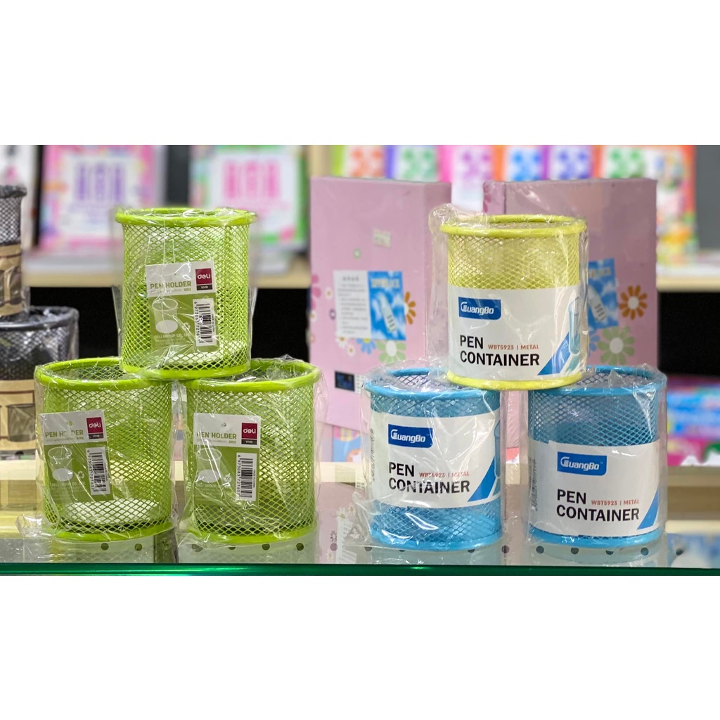 Hũ Giỏ Đựng Bút Lưới Sắt Để Bàn - Ống Lọ Cắm Bút Kim Loại Văn Phòng Phẩm 9153