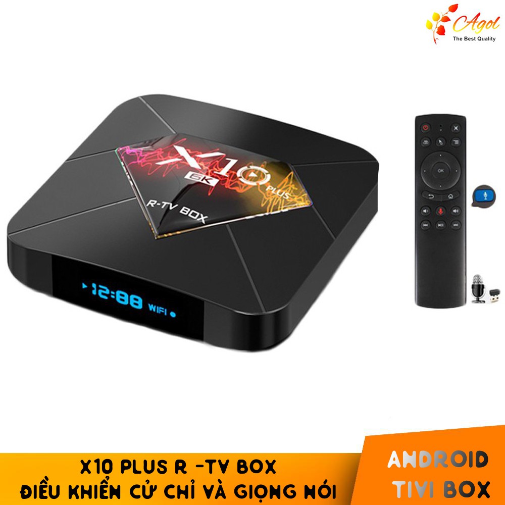 Android tivi box X10 Plus 4GB RAM có kèm điều khiển giọng nói tiếng Việt android 9.0 cài sẵn ứng dụng miễn phí